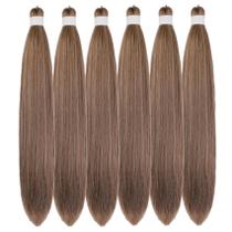 Cabelo trançado Gozill Ash Brown, sintético pré-esticado, x6