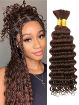 Cabelo trançado humano Clong Chocolate Brown Deep Wave 22 polegadas