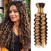 Cabelo trançado humano Clong Deep Wave Bulk Honey Blonde 14 polegadas