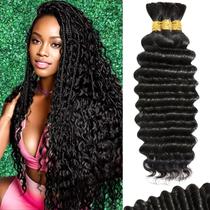 Cabelo trançado humano em Deep Water Wave 16", 3 pacotes