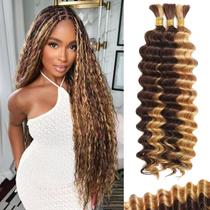 Cabelo trançado humano em Deep Water Wave 24", 3 pacotes