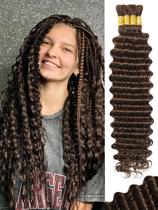 Cabelo trançado humano KULYMUWIG Castanho chocolate 20cm 100g x4