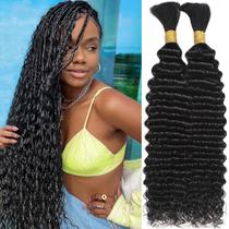 Cabelo trançado humano OKVOKV Deep Water Wave 110g 50cm 2 pacotes