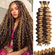Cabelo trançado humano Protaw Deep Wave 30cm 120g 4/27 12A Virgin Cabelo trançado humano Protaw Deep Wave 30cm 120g 4/27 12A Virgin