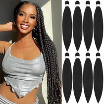 Cabelo trançado pré-esticado Pofworld 20 cm, pacote com 8 para mulheres