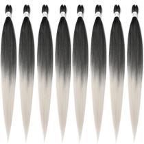 Cabelo trançado pré-esticado Ubeleco, 8 pacotes de 1,2 m, Ombre 1B/Silver
