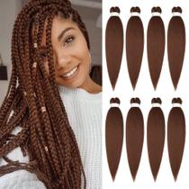 Cabelo trançado pré-esticado Ubeleco Auburn Brown 60 cm, 8 pacotes