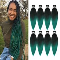 Cabelo trançado pré-esticado Ubeleco de 24 polegadas, 8 pacotes, 1B/verde
