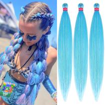 Cabelo trançado pré-esticado yuzshuooxin azul claro 26 polegadas Cabelo trançado pré-esticado yuzshuooxin azul claro 26 polegadas