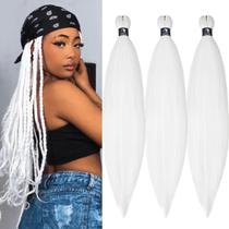 Cabelo trançado, Pruyo, branco pré-esticado, 26 cm, sintético