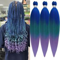Cabelo trançado roxo pré-esticado 26 polegadas, azul ombre, longo, pré-esticado, extensões de cabelo trançadas, alimentadas em tranças, fixando água quente, textura natural macia, textura yaki, tranças Cabelo trançado roxo pré-esticado 26 polegadas, azul ombre, longo, pré-esticado, extensões de cabelo trançadas, alimentadas em tranças, fixando água quente, textura natural macia, textura yaki, tranças