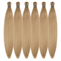 Cabelo trançado Wuqibawu, castanho pré-esticado, loiro, 26 cm Cabelo trançado Wuqibawu, castanho pré-esticado, loiro, 26 cm