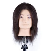 CABELO WAY 100% Cabelo Humano Masculino Mannequim Chefe cabeleireiro Chefe Manikin Cosmeology Doll Head for Hair Styling & Practice 10inch 3b Color (Table Clamp Stand Not Included)