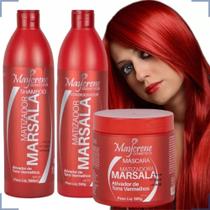 cabelos vermelhos marsala kit com 3 passos shampoo condicionador e mascara macios ótima pigmentação