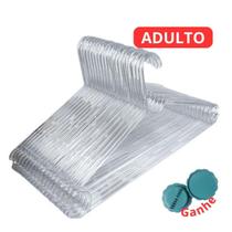 Cabide adulto acrilico transparente 30un acompanha triturador