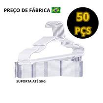 Cabide Adulto Acrílico Transparente Kit 50 Cabides Reforçado Organizar Roupas