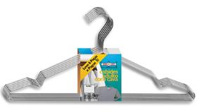 Cabide Adulto com Cava 6 peças em Aço Cromado 062-6 - Niquelart - Niquelart