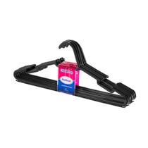 Cabide Adulto Plástico 37x14,5cm com 08 Peças Preto