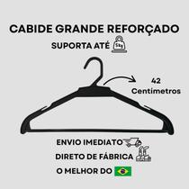 Cabide Adulto Reforçado 42cm Kit 10 Unidades Suporta até 5kg
