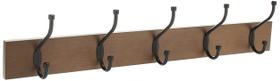 Cabide Amazon Basics montado na parede com 5 ganchos Barnwood