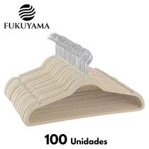 Cabide Aveludado Bege Antideslizante 100 Unidades FUKUYAMA