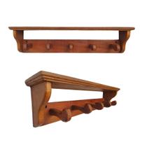 Cabide Cabideiro Parede Prateleira 5 Ganchos Madeira Maciça Demolição