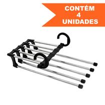 Cabide Calças Multiuso Dobravel 5 Em 1 Organizador Kit 4 Unidades