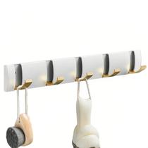 Cabide Cehold Dobrável, Elegante, Moderno, 5 Ganchos Branco/Dourado