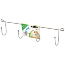 Cabide com 4 ganchos porta toalha cromado de parede multiuso