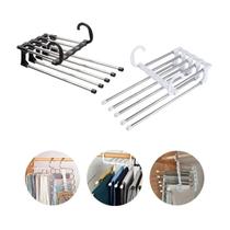 Cabide De Aço Inox Com 5 Divisórias Retrátil Multiuso