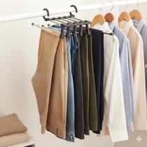 Cabide De Calça de Inox Para 10 Peças Preto Kit com duas Peças Cabide De Calça de Inox Para 10 Peças Preto Kit com duas Peças