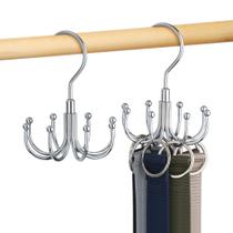 Cabide de cinto OMHOMETY giratório para armário prateado, pacote com 2 Cabide de cinto OMHOMETY giratório para armário prateado, pacote com 2