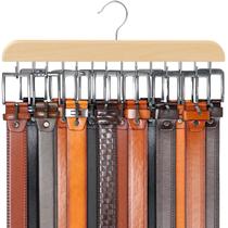 Cabide de cinto Resovo Wood para armário 42 cintos com 14 ganchos, 1 pacote Cabide de cinto Resovo Wood para armário 42 cintos com 14 ganchos, 1 pacote