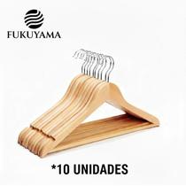 Cabide De Madeira 10 Unidades Marfim Fukuyama