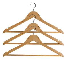 Cabide De Madeira Com Gancho Organizador P/ Roupas 3 Cabide