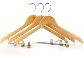 Cabide de Madeira Com Presilha Adulto kit:01 Pç