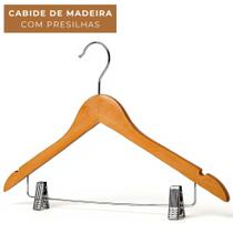 Cabide de Madeira com Presilhas Duplas Gancho Giratório Verniz para Roupas Calças Vestidos Blazers Cabide de Madeira com Presilhas Duplas Gancho Giratório Verniz para Roupas Calças Vestidos Blazers