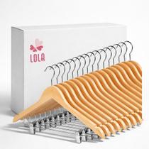 Cabide de Madeira Com Presilhas Kit com 10 Pecas