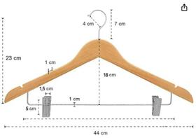 Cabide de Madeira Com Presilhas Kit com 20 Unidades