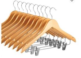 Cabide de Madeira Com Presilhas Kit com 40 Pecas