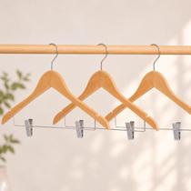 Cabide de Madeira Kit 3 unidades Marfim Reforçado para Calças Camisas e Roupas em Geral com Presilhas