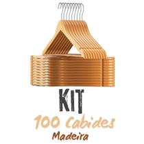 Cabide De Madeira Marfim Adulto Organizador Closet Armário Kit 100 Peças