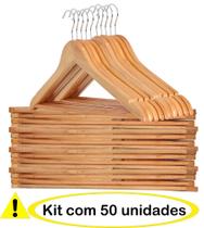Cabide De Madeira Marfim Adulto Organizador Closet Armário Kit 50 Peças - Clink