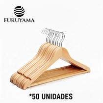Cabide de Madeira Premium Kit 50 Unidades FUKUYAMA