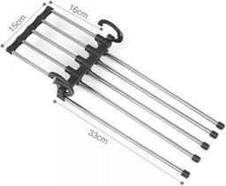 Cabide de Metal Inoxidável para Calças, 5 Espaços Horizontal Vertical Multifuncional Dobrável Inox