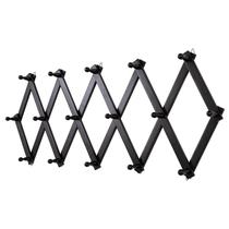Cabide de parede Acordeon Coat Rack SCUNDA com 16 ganchos de madeira preta Cabide de parede Acordeon Coat Rack SCUNDA com 16 ganchos de madeira preta