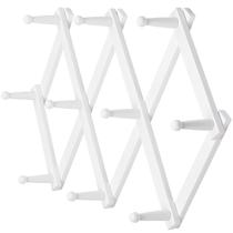 Cabide de parede Deap Accordian de 40 cm de altura de madeira expansível branco