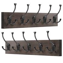 Cabide de Parede iBosins - 2 Unidades em Madeira Velha com 5 Ganchos Cabide de Parede iBosins - 2 Unidades em Madeira Velha com 5 Ganchos
