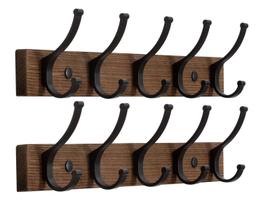 Cabide de Parede Optish 42 cm Madeira 5 Ganchos 2 Unidades Marrom
