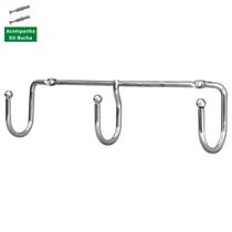 Cabide de Parede Thor 3 Ganchos Esfera em Aço Cromado Organizador para Quarto Cozinha Sala